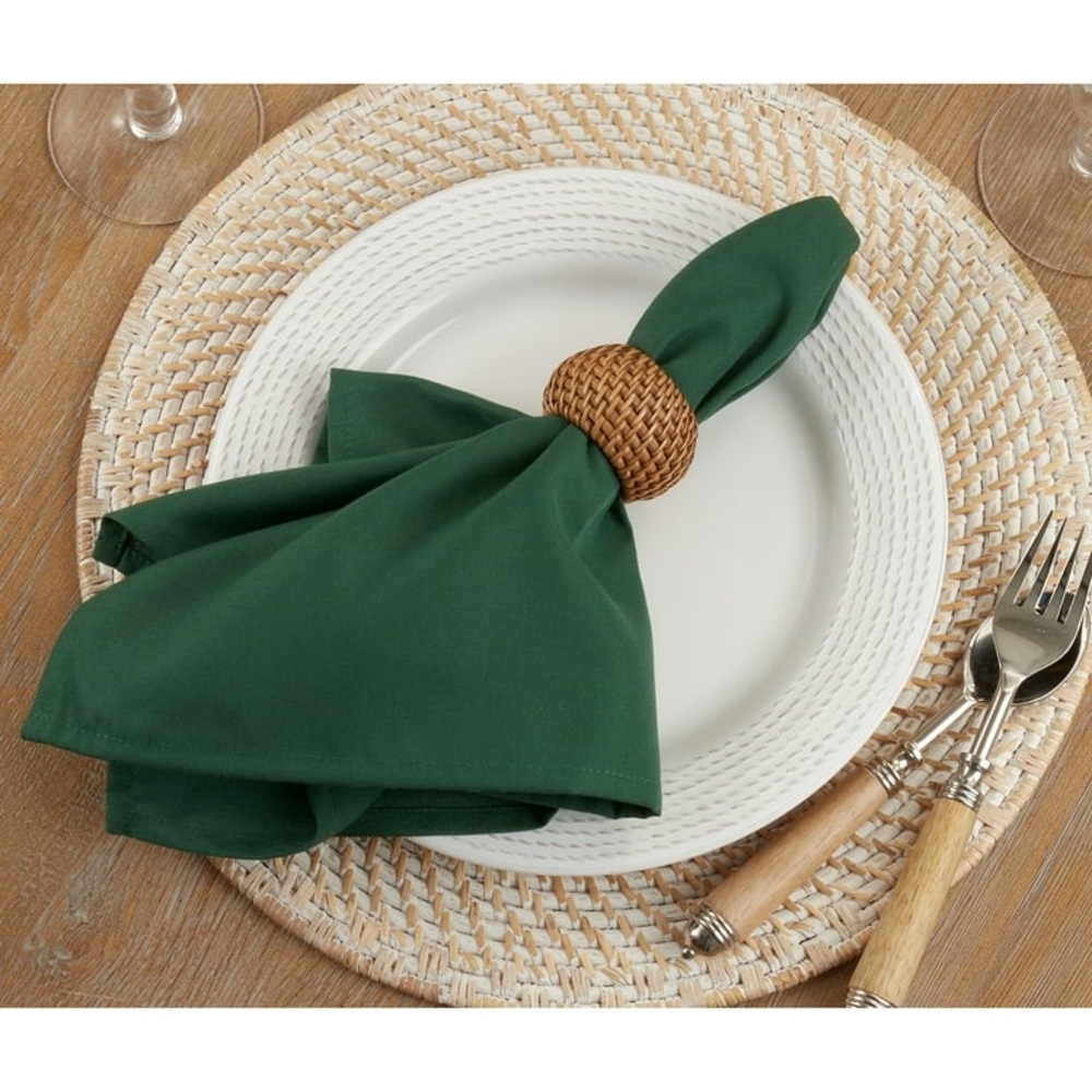 Elegant Green Napkin with Wicker Ring